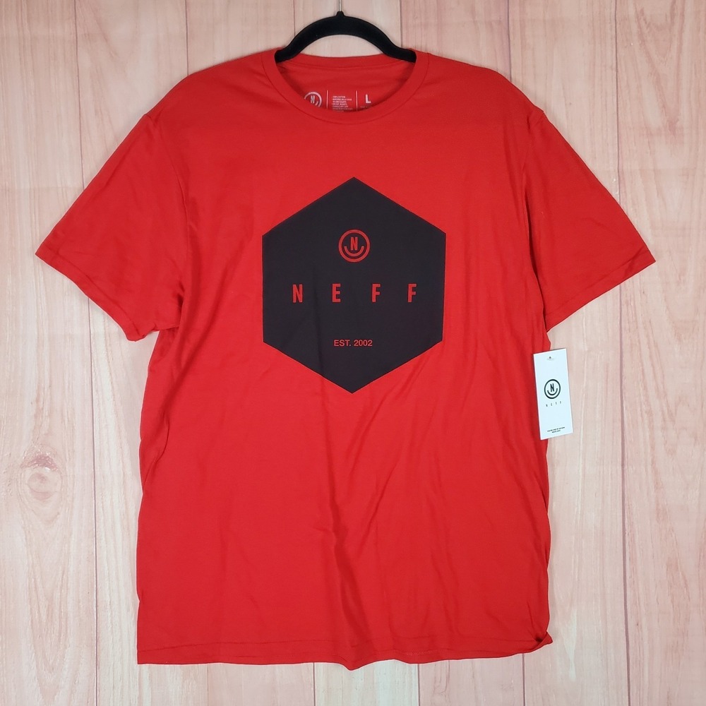 Neff The Neff Company Crew Neck Short Sleeve T-Shirt Mens Sz‎ Large Red Black